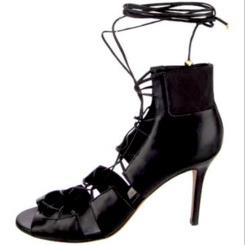 JIMMY CHOO 36.5 Black Leather lace up Bootie